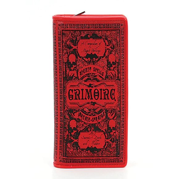 GRIMOIRE Book of Spells WALLET Blood Red GOTHIC Wicca Symbols Halloween NWOT 🩸 - Picture 1 of 6